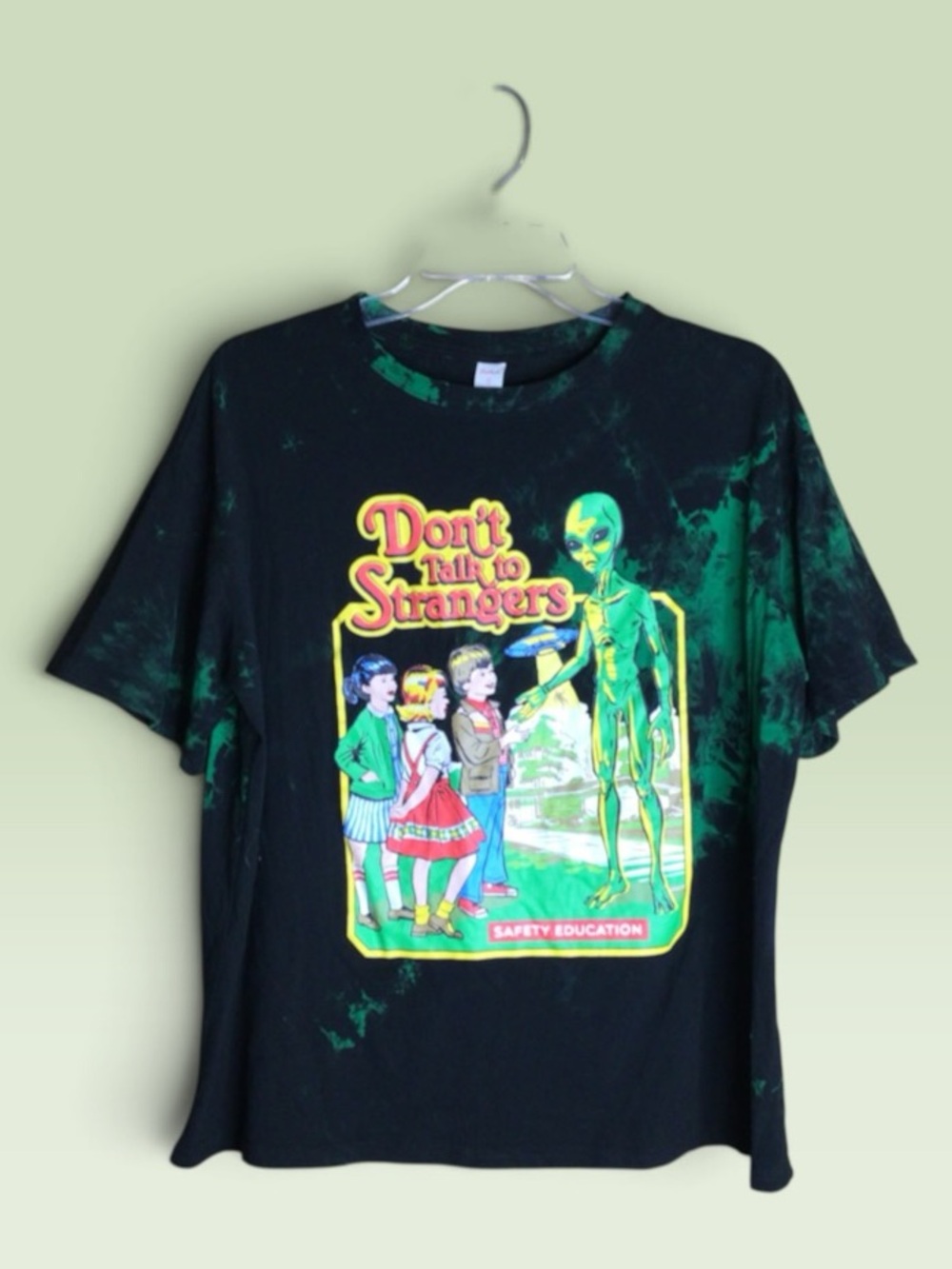 ROMWE S Don't Talk to Strangers Alien UFO Graphic Tie Dye T Shirt